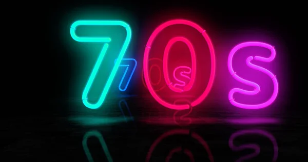 70S Neon Symbol Retro 1970 Seventies Nostalgia Vistage Party Style — Stock Photo, Image