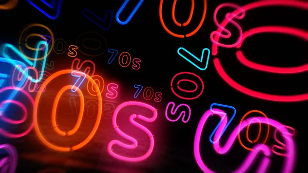 Talets Neonsymbol Retro 1970 Sjuttiotalet Nostalgi Och Vistage Party Stil — Stockfoto