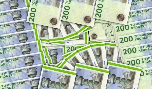Dánské Korunové Bankovky Mozaice Peněžního Ventilátoru Dánsko 200 Dkk Poznámky — Stock fotografie