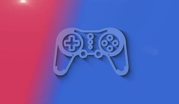レトロビデオゲームパッドとデジタルスポーツゲームシンボルデジタルコンセプトをスポーツ サイバー技術とコンピュータの背景抽象的な3Dイラスト — ストック写真