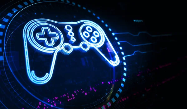 stock image Esport retro video game pad and digital sport gaming symbol digital concept. cyber technology and computer background abstract 3d illustration.
