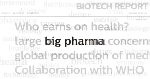Big Pharma Legfrissebb Hírek Nemzetközi Médiában Orvosi Gyógyszerészeti Üzletekkel Absztrakt — Stock videók