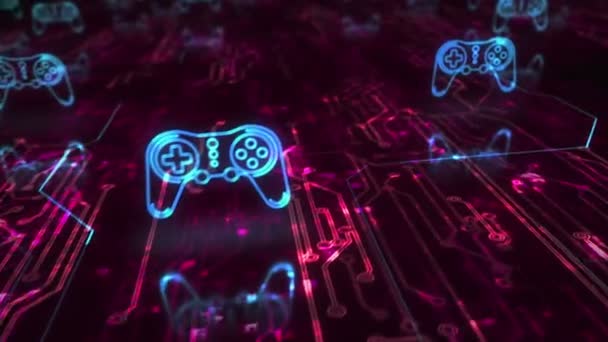 Esport Retro Video Game Pad Цифровий Спортивний Ігровий Символ Абстрактна — стокове відео