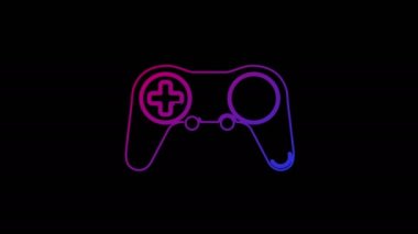 Esport retro video oyunu bloknotu ve dijital spor oyun hattı sembolü döngüsel arkaplan. Siber teknoloji soyut konsept simgesi pürüzsüz ve döngülü basit canlandırma.