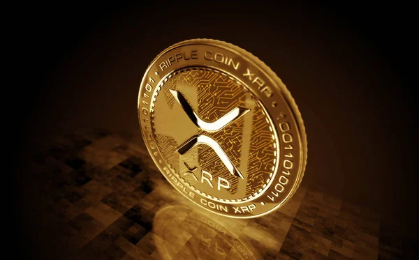 Xrp Ripple Xrp Cryptocurrency Gold Coin 배경에 — 스톡 사진