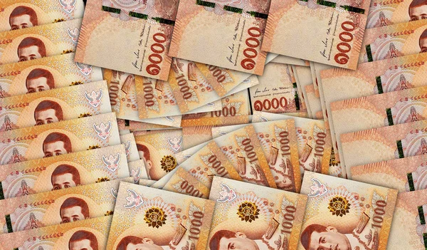 Thai Baht Banknotes Cash Fan Mosaic Pattern Thailand 1000 Thb — Stock Photo, Image