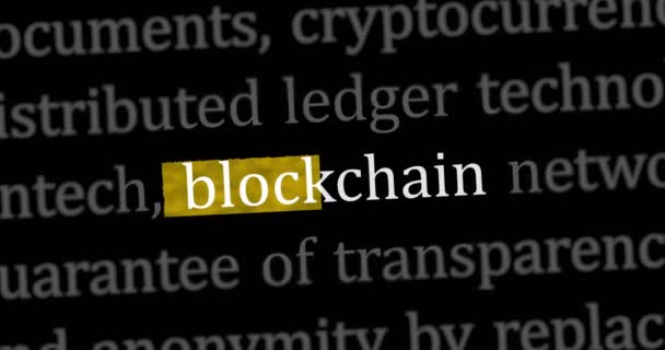 Blockchain Títulos Notícias Através Mídia Web Internacional Com Criptografia Pesquisa — Vídeo de Stock