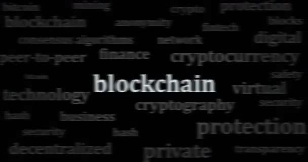 Wiadomości Nagłówkowe Blockchain Mediach Międzynarodowych Kryptografią Siecią Fintech Abstrakcyjna Koncepcja — Wideo stockowe