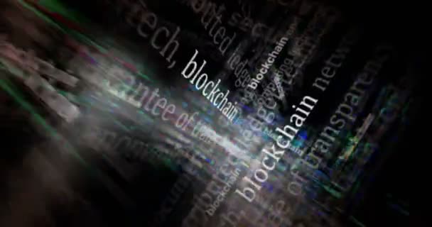 Blockchain Rubriker Nyheter Titlar Över Internationella Medier Med Kryptografi Och — Stockvideo