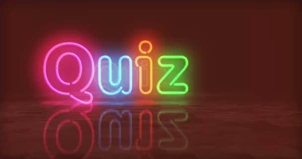 Quiz Neonsymbol Glühbirnen Frage Retro Stil Und Wettbewerbsspiel Abstrahieren Nahtloses — Stockvideo