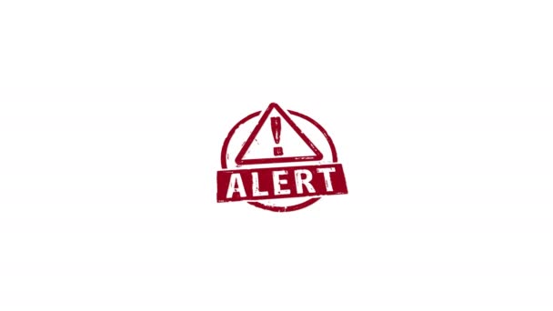 Znaczek Ostrzegawczy Stempel Ręczny Wpływają Izolowaną Animację Alarm Alarmowy Ostrzeżenie — Wideo stockowe