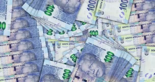 Sudáfrica Billetes Rand Bucle Patrón Mosaico Abanico Efectivo Sudáfrica 100 — Vídeos de Stock