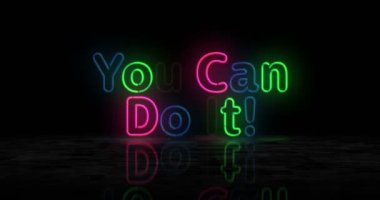 Parlayan neon sembolü yapabilirsin. Renkli ampuller. Retro stil pozitif motivasyon ve ilham soyut kavram 3D animasyon.