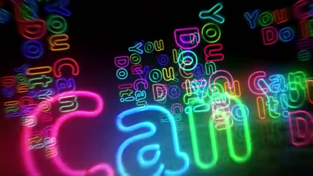 Możesz Zrobić Jako Neonowy Symbol Żarówki Kolorowe Styl Retro Pozytywna — Wideo stockowe