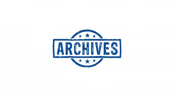 Archief Stempel Hand Stempelen Impact Geïsoleerde Animatie Opslag Archivering Informatiebeheer — Stockvideo