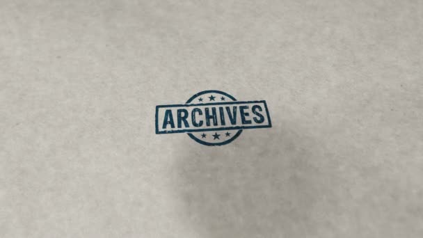 Stempel Archiwalny Pętli Płynnej Animacji Uderzenie Dłoń Archiwizacja Zarządzanie Informacjami — Wideo stockowe
