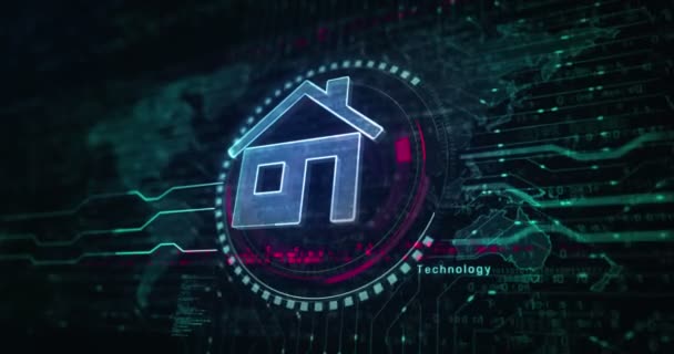 Smart Home Netwerk Systeem Huis Afstandsbediening Iot Symbool Abstract Digitaal — Stockvideo