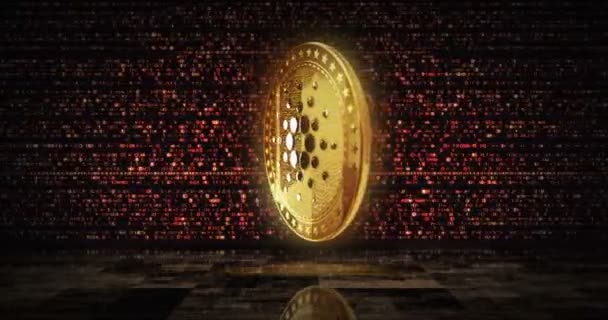 Cardano Ada Cryptocurrency Gold Coin Digital Screen Loopable Background Rotating — Stock Video