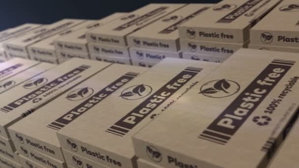 Plastic Vrije Milieuvriendelijke Box Productielijn Recycleerbare Ecologie Pack Fabriek Abstract — Stockvideo