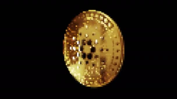 Cardano Ada Cryptocurrency Gold Coin Retro Pixel Mosaic 80S Style — Vídeos de Stock