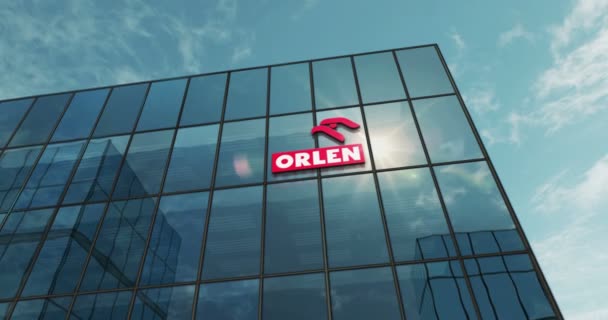 Plock Poland January 2023 Pkn Orlen Headquarters Glass Building Concept — Stock video