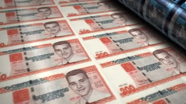 Кубинські Гроші Кубинські Гроші Кубинські Банкноти Песо Друкують Рулонний Автоцикл — стокове відео