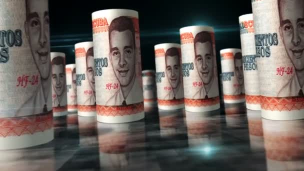 Cuba Money Cuban Peso Rolls Loop Animation Money Table Seamless — Vídeo de stock