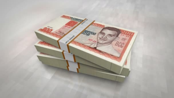 キューバのお金キューバペソお金の山パック ビジネス 金融の概念的背景 200枚のCup銀行券 3Dアニメーション — ストック動画