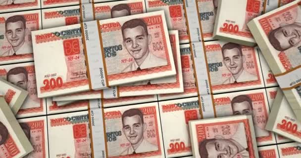 Cuba Money Cuban Peso Banknotes Animation Camera View Close Long — 비디오