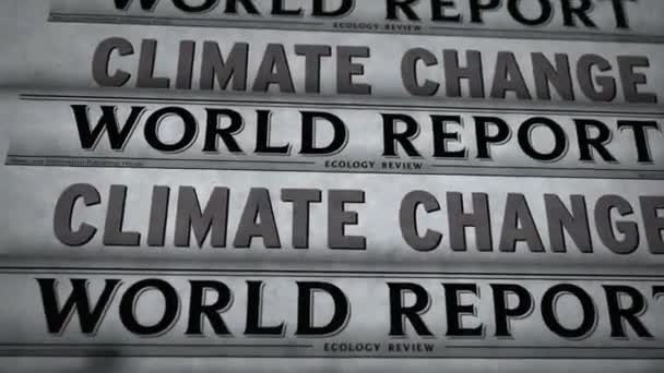 气候变化 环境危机和全球变暖 老旧新闻和报纸印刷 摘要概念复述标题3D — 图库视频影像