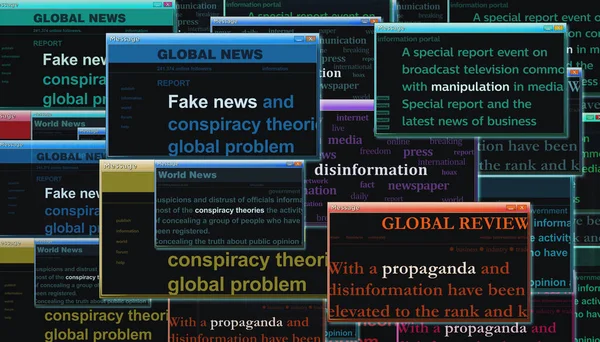 Fake News Propaganda Conspiracy Theories Disinformation Manipulation Headline News Titles — Foto de Stock