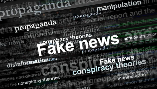 Fake news propaganda conspiracy theories disinformation manipulation. Headline news titles international media abstract concept  3d illustration.