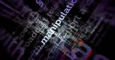 Fake news propaganda conspiracy theories disinformation manipulation. Headline news titles international media abstract concept  loop. Seamless and looped 3d animation.