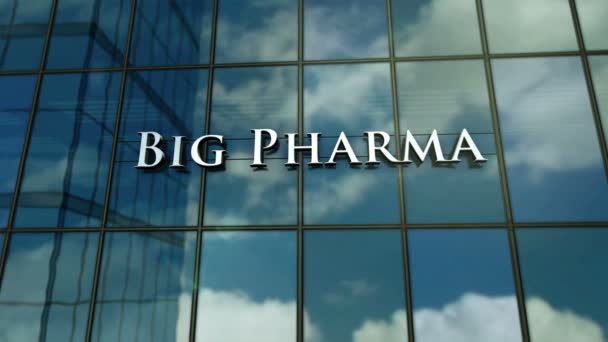 Концепция Здания Большого Фармацевтического Стекла Фармацевтическая Медицинская Промышленность Медицинский Бизнес — стоковое видео