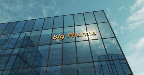 Big Pharma Glass Building Concept Pharmaceutical Medical Industry Health Business — Stock videók