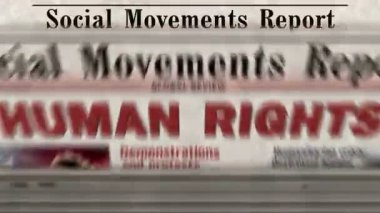 Human rights, people education and justice daily news newspaper printing. Abstract concept retro headlines 3d seamless looped.