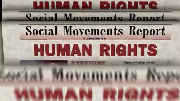 Human Rights Social Movements Justice Vintage News Newspaper Printing Abstract — Wideo stockowe