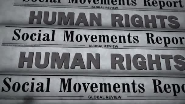 Human Rights Social Movements Justice Vintage News Newspaper Printing Abstract — 图库视频影像