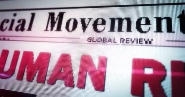 Human rights, social movements and justice daily newspaper reading on mobile tablet computer screen. Man touch screen with headlines news abstract concept 3d.