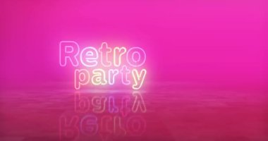 Retro party neon symbol. Light color bulbs. Nightlife disco music nightclub  abstract seamless and loopable concept. 3d flying through the tunnel animation.