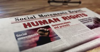 Human rights, social movements and justice daily newspaper on table. Headlines news abstract concept 3d.