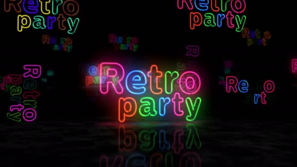 Retro Party Neon Glowing Symbol Light Color Bulbs Nightlife Disco — Stockvideo