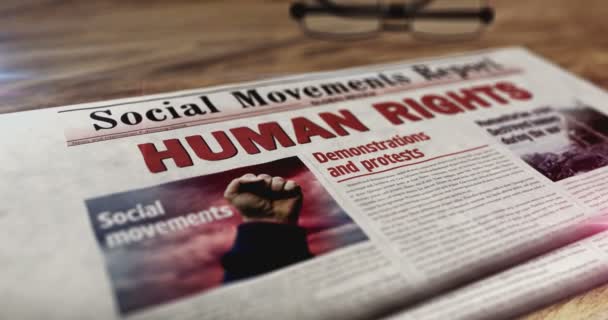 Human Rights Social Movements Justice Daily Newspaper Table Headlines News — Vídeo de stock