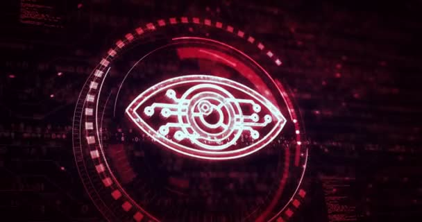 Cyber Eye Espionage Big Brother Hacking Spy Intelligence Symbol Digital — Αρχείο Βίντεο