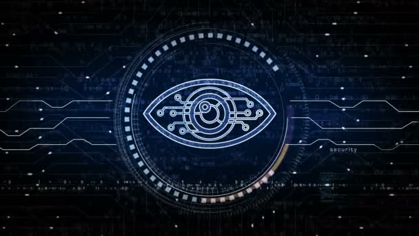 Cyber Eye Espionage Big Brother Hacking Spy Intelligence Symbol Abstract — Wideo stockowe