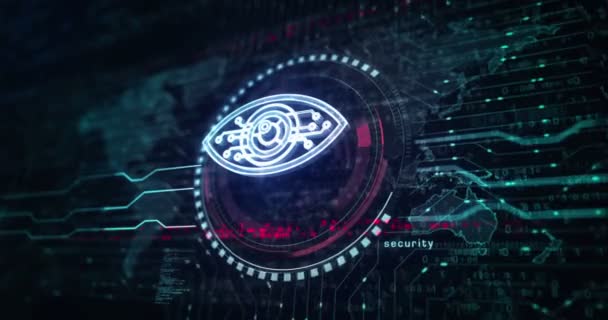 Cyber Eye Espionage Big Brother Hacking Spy Intelligence Symbol Abstract — Vídeos de Stock