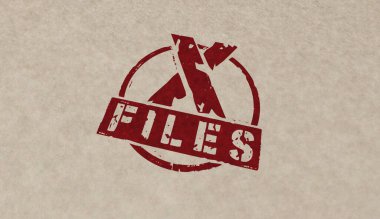 X Files stamp icons in few color versions. Secret mystery investigation and conspiracy concept 3D rendering illustration. clipart