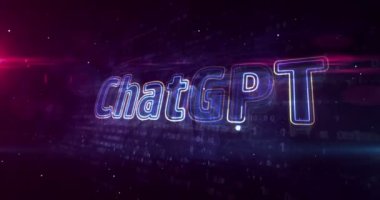 ChatGPT neon sign concept, open ai chat gpt bot and artificial intelligence technology. Futuristic abstract 3d concept animation.
