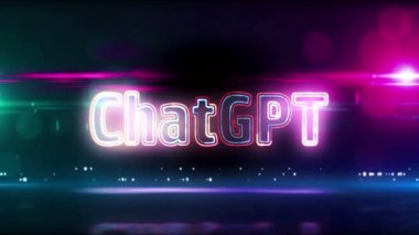 ChatGPT neon sign concept, open ai chat gpt bot and artificial intelligence technology. Futuristic 3d rendering loopable and seamless abstract animation.