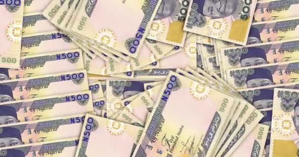 Nigerian Naira Banknotes Cash Fan Mosaic Pattern Loop Nigeria Ngn — Video Stock